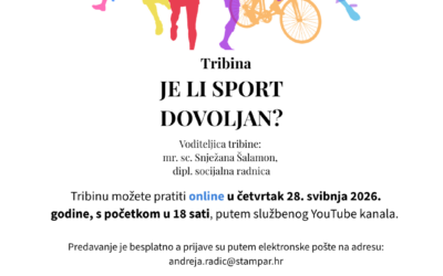 Poziv na tribinu za roditelje: „Je li sport dovoljan?“
